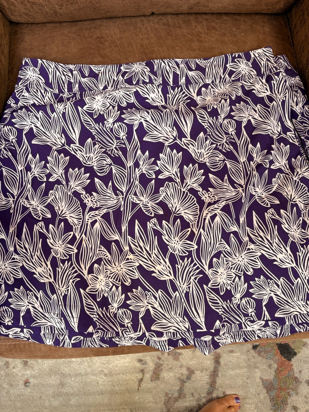 RipSkirt Purple & White Floral Print Women's Skirt L